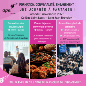 Une journée 100% Apel le samedi 8 novembre à St Jean Brévelay